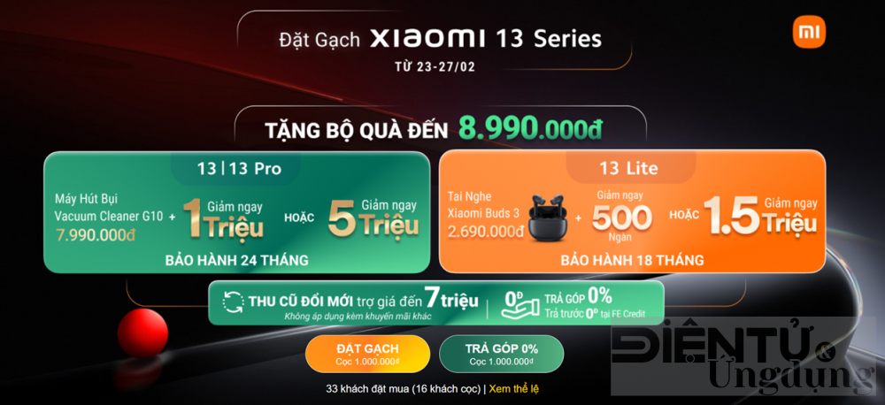 dat truoc xiaomi 13 series nhan ngay uu dai den 899 trieu dong