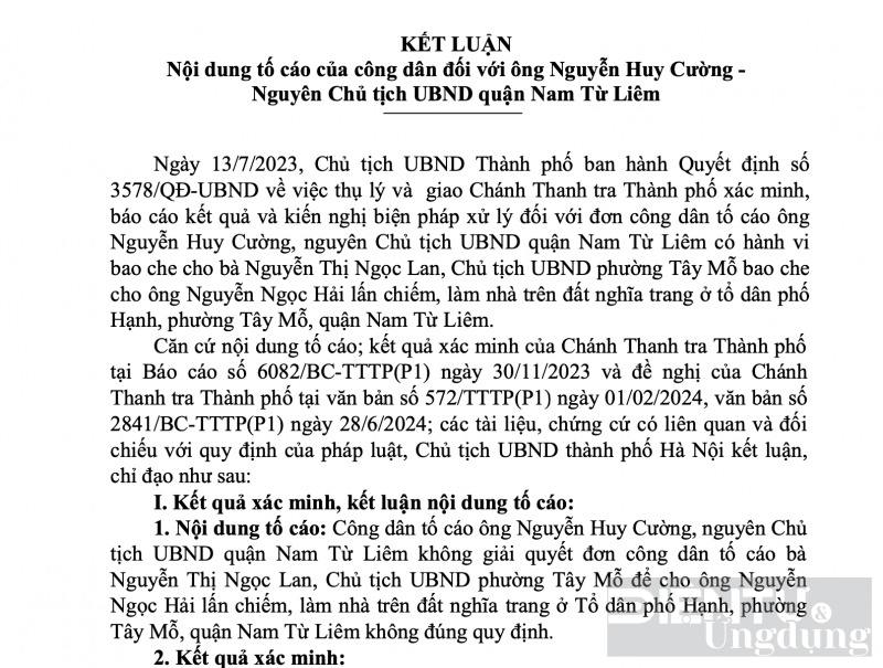 ha noi hang loat can bo lanh dao quan nam tu liem phai chiu trach nhiem trong sai pham trat tu xay dung tai phuong tay mo