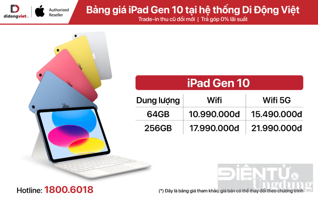 ipad gen 10 chinh thuc len ke voi gia chi tu 1099 trieu dong