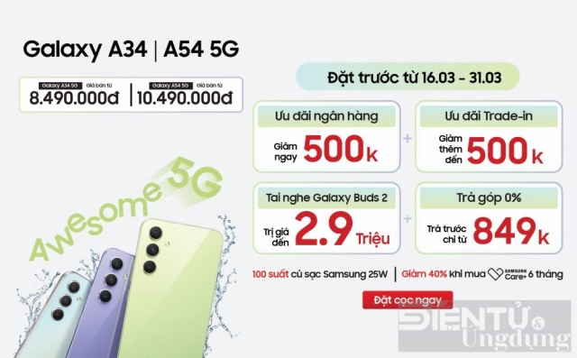 Đặt trước Galaxy A34 và Galaxy A54 5G tại Di Động Việt, nhận ngay ưu đãi hơn 4 triệu đồng