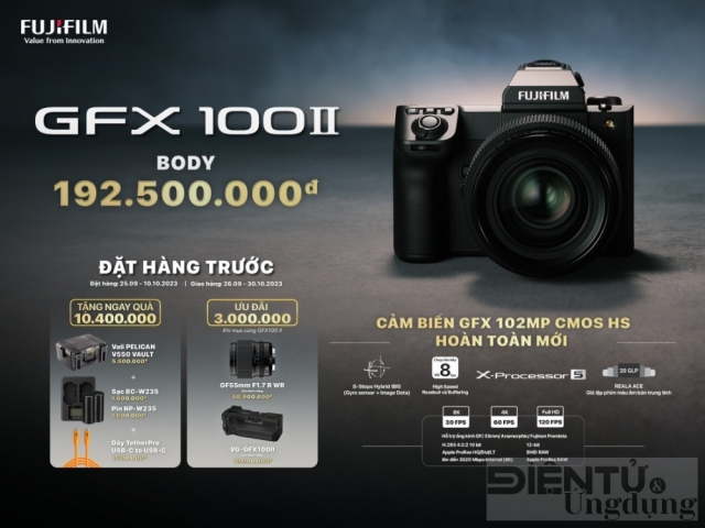 FUJIFILM ra mắt máy ảnh không gương lật GFX100 II với giá 192.500.000 đồng