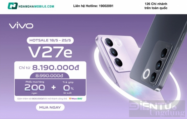 Mua vivo V27e tại Hoàng Hà Mobile, giảm ngay 800.000 đồng