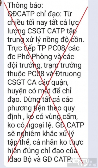 Thông báo giả mạo chỉ đạo của Giám đốc Công an TP.HCM về kiểm tra nồng độ cồn