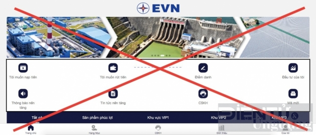 Xuất hiện trang web giả mạo thương hiệu EVN
