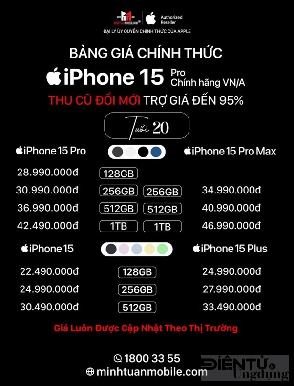 minh tuan mobile thu cu den 95 cho nguoi dat mua iphone 15 series