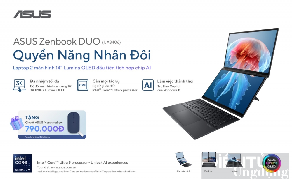 nhan doi quyen nang voi laptop hai man hinh asus zenbook duo