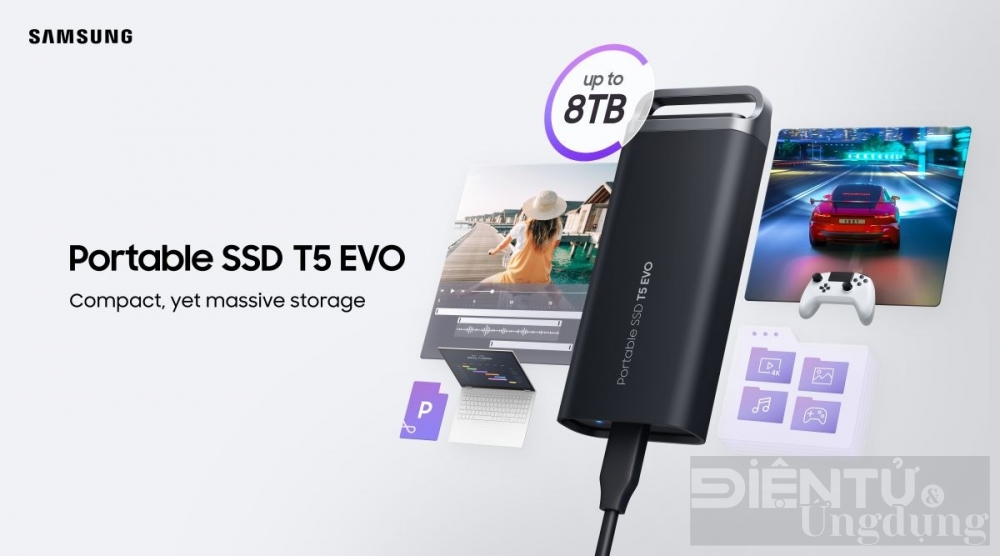 Samsung ra mắt ổ cứng di động SSD T5 EVO siêu khủng 8TB