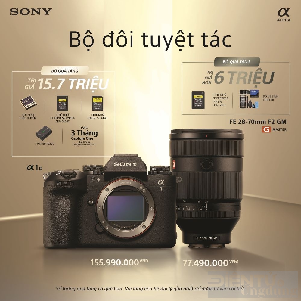 sony trinh lang alpha 1 ii cung ong kinh fe 28 70mm f2 g master