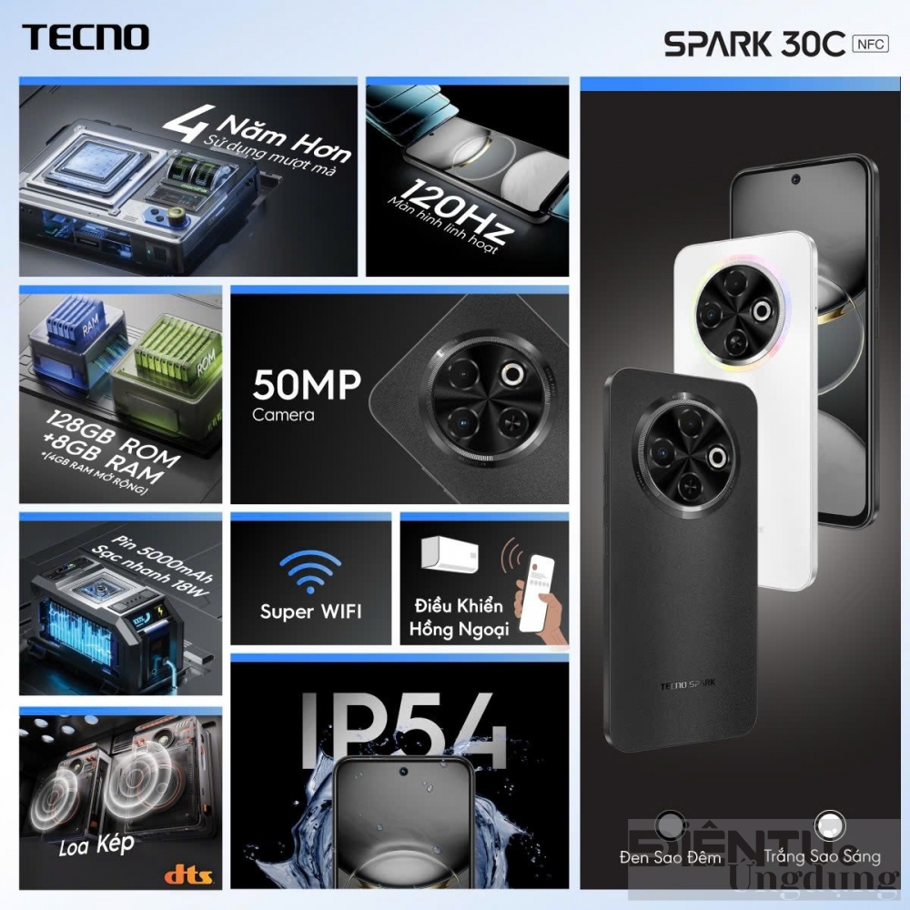 tecno spark 30c tan binh 4g gia re moi cho nguoi dung pho thong