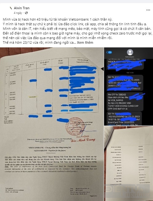 thay gi qua viec tai khoan ca nhan tai ngan hang vietcombank bong boc hoi 43 trieu ma khong ro nguyen nhan